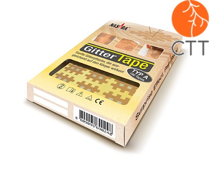 Nasara grid strips - cross or spiral tape, 3 x 4cm, 20 sheets with 6 plasters, total 120 tapes