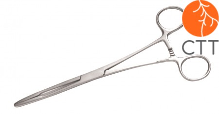 Stainless steel forceps (HAEMOSTATIC FORCEP) straight, with clamp, approx. 19cm 