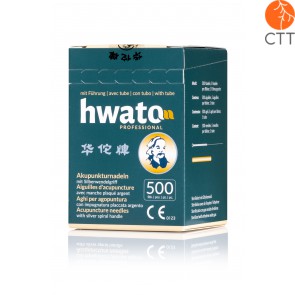 HWATO500 silver handle acupuncture needles, 5 needles per blister with 1 tube, 500 needles per box