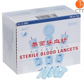 Blood lancets, 200 pieces per box, blue