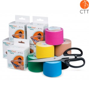 HerbaChaud Kinesiology tape STARTER SET, 12 rolls 5cm x 5m each + 1 titan cissor