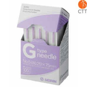 Seirin needle, G-Type, 100 needles per box, with guide - ideal for sport medicine and dry needling