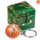 key ring chain ball CTT design, in brocade box, orange ball