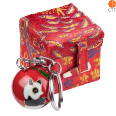key ring chain ball PANDA red design in brocade box