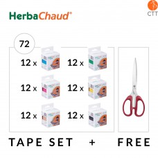 HerbaChaud Tape Set 72 rolls, each 5cm x 5m + titan cissors
