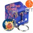 key ring chain ball SUN darkblue design in brocade box