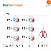 HerbaChaud Tape Set 72 Rollen + Schere, 5cm x 5m