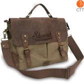 Shoosh® 100%Canvas Leder A4-Hand- und Laptoptasche, khaki, Soft Material, Eco-f