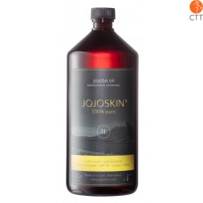 JojoSkin 100 Prozent reines und natuerliches Jojoba Oel in Plastikflasche mit Druckpumpe, ideal fuer die Massagepraxis 1000 ml