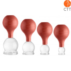 Set de Ventouses en verre avec ballon, 4 piéces Ø 2.5, 3.5, 4.5, 5.5cm