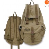 Shoosh Canvas Backpack Rucksack, 100% Canvas soft, couleur khaki, Eco friendly, 