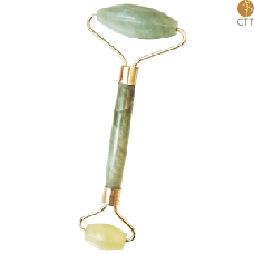 Rouleau de massage avec 2 têtes en pierre de jade PRO 16 cm